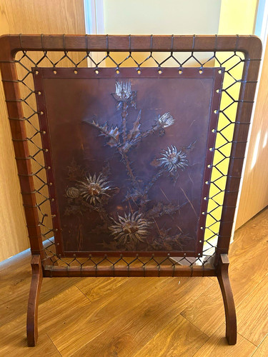 Wood framed leather fire - framed,