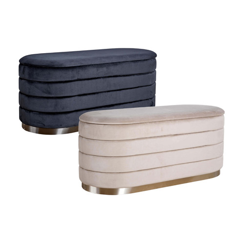 Velvet padded storage ottoman - padded,