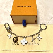 LOUIS VUITTON Bijoux Sac Chene Fleur de Epi Key Ring Bag Charm Silver M65110