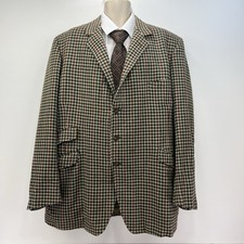 Pytchley Jacket Blazer Men’s Size 48L Brown Houndstooth Equestrian Vintage Wool