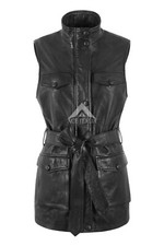 Ladies Trench Gilet Black Long