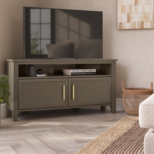 Corner dark wooden stand - dark, tv
