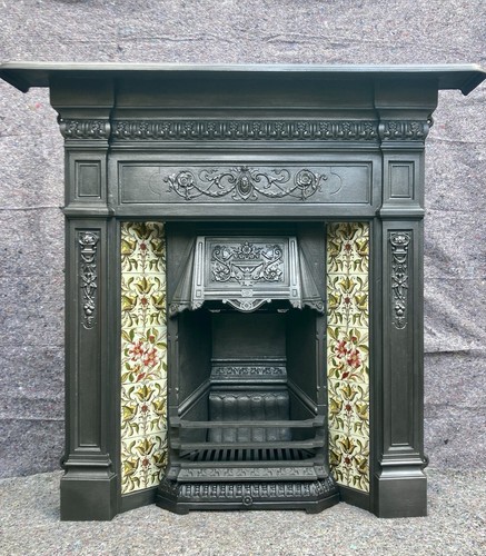 Antique cast iron fireplace - cast,