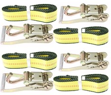 (4 pack) 2"x10' Lasso Car Strap - Finger Hook Ratchet Tire Tie Down- Wheel Strap