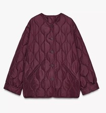 ZARA WOMAN NWT SS25 BURGUNDY WATER REPELLENT QUILTED JACKET Size L 1255/716