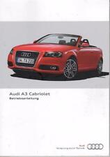 AUDI A3 CONVERTIBLE P8 CABRIOLET 2011 OWNERS MANUAL HANDBOOK BA