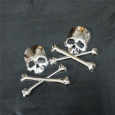 2x Silver Skull Chrome Metal