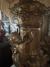 Antique spelter cherub lamp - , on