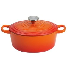 Cast Iron Casserole Dish 3.3L Orange Enamel Oven & Hob Safe Stew Pot See Photos