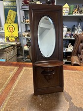 Antique Early 20th Century Mahogany Wall Hanging Hall Mirror 63x23cm