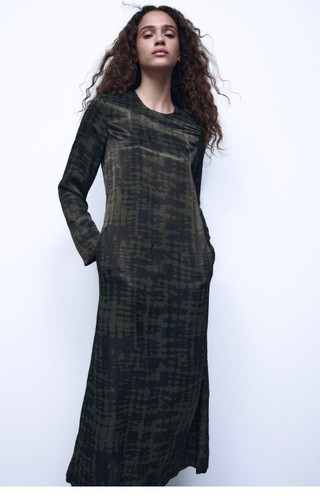 Zara printed midi dress - midi, green