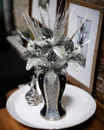 Black silver vase - vase, with