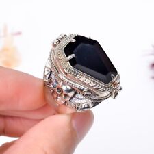 Skull Coffin Poison Ring, Black Onyx Gemstone 925 Silver Handmade Poison Ring,