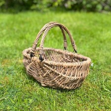 Garden Trug Basket Flower Wooden Willow Wicker With Folding Handles (30cm)