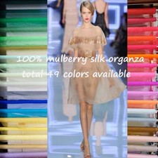 1 Metre X 1.14 Metres Plain Pure Silk Organza Fabric Gauze Tecido For Wedding