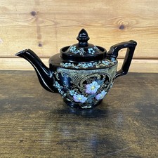 Black Gilt Floral Enamel