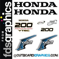 Honda BF200 200hp 4 stroke VTEC outboard engine decals/sticker kit