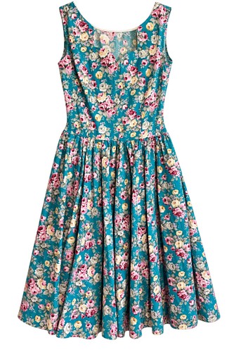 Lindy bop teal floral rose - floral,