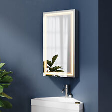 Black Bathroom Mirror Cabinet with 3 LED Lights Demister Socket Corner Cupboard