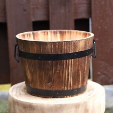 Round Wooden Barrel Planter