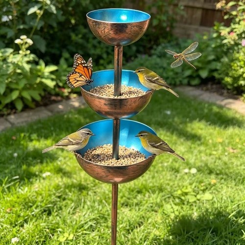 Vintage iron tiered bird - iron,
