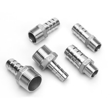 Stainless Steel Pipe Fitting 1/8 1/4 3/8 1/2 3/4" BSPT Male x Hosetail Connector