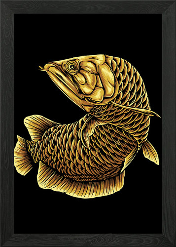 Golden arowana fish - golden,