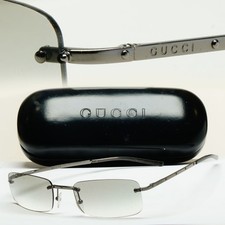 Gucci Sunglasses 2001 Vintage Grey Gunmetal Rimless Small GG 1755/S 6WS 141025