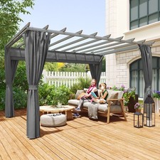 3.6 x 3(m) Outdoor Retractable Pergola Gazebo Garden Sun Shade Canopy Curtains