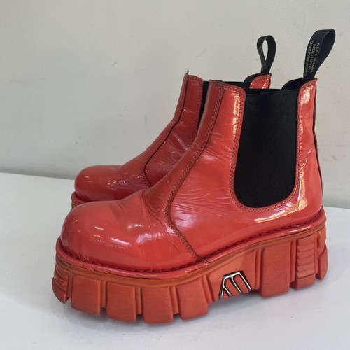New rock boots red - red, patent