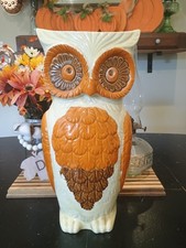Vintage Large 15" Ceramic Owl Umbrella Stand/ Cane Holder With Imperfections