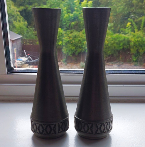 Pair pewter vases - vases, in