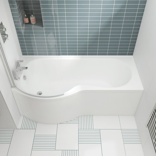 Nuie shaped shower bath - p-shaped,