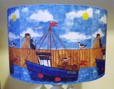 Cat & Dog Harbour Lamp shade,lampshade seaside blue, red, shabby chic ,Free Gift