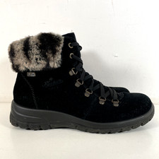 Rieker Black Lace Up Side Zip