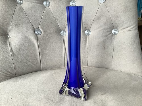 Vintage cobalt blue glass vase - vintage,
