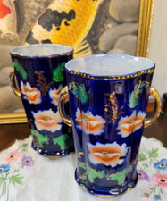 Pair Twin Handle ROYAL BONN Style Gilded Vases Made in England