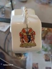 Miniature  Antique Crested Cheese Dish Chester C1900