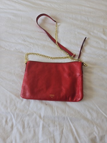 Fossil women red leather bag - leather,