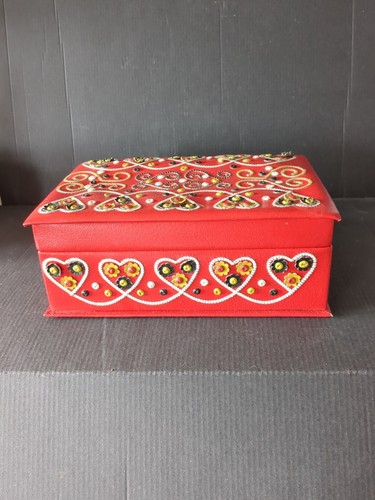 Vintage red leather hinged - red,
