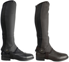 Hy Equestrian Adults Synthetic Combi Leather Half Chaps Gaiter Black/Brown XS-XL