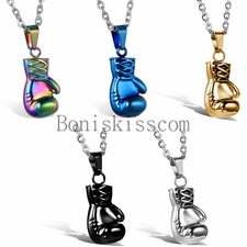 Rocky 3D Boxing Glove Charm Stainless Steel Men's Pendant Necklace 22inch Chain