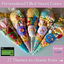 Sweet Cones Pre filled Personalised Kids Party Bag Fillers Wedding Favours Gifts
