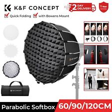 K&F Concept 40/60/90/120cm Parabolic Softbox Quick Release Bowens Mount+Grid，Bag