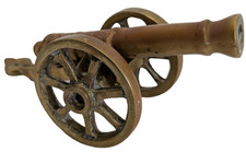 Vintage Large Ornamental Brass Cannon Model Field Cannon Military Militaria 10in