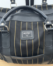 Vintage Antler Black Pinstripe Large Travel Bag Weekender Hold All Retro