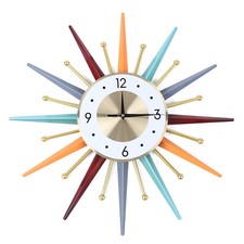 Colorful Atomic Clock Starburst Wall Clock George Nelson Style Handmade 70s Sun