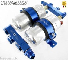 Twin Fuel Pump Billet Aluminium Assembly KIT Without Pumps Fits Bosch 044 - BLUE