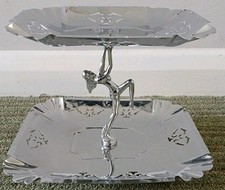 Chrome Nude Art Deco Two Tier