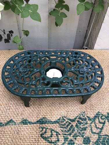 Vintage green cast iron candle - vintage,